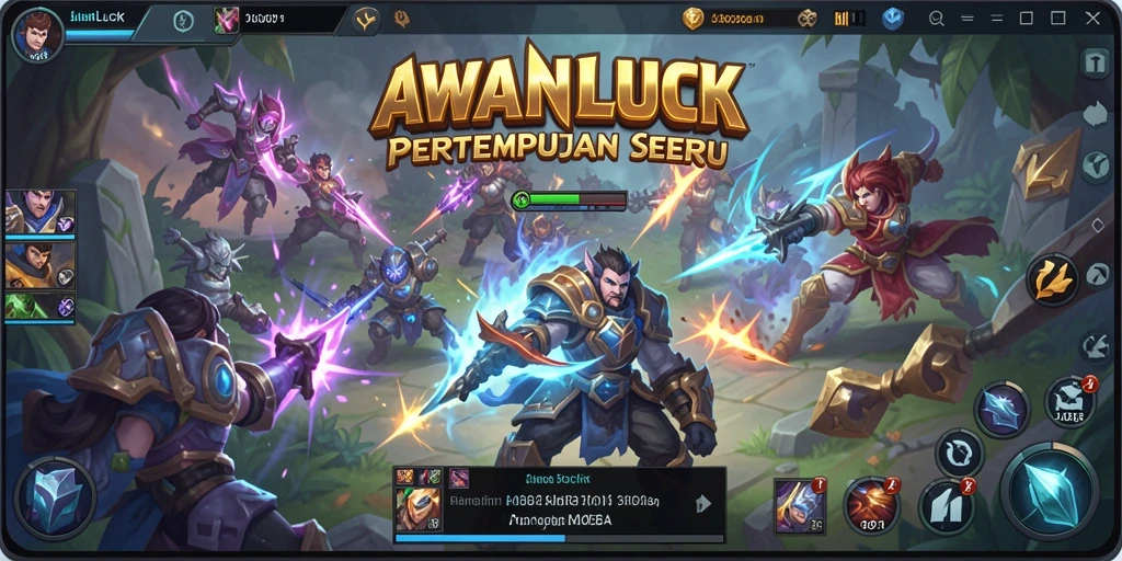 Tampilan intens dari gameplay seru AWANLUCK di arena MOBA.