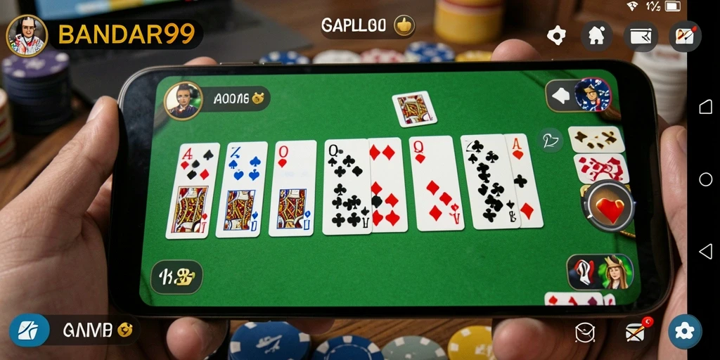 Screenshot gameplay Gaple yang menampilkan keseruan permainan BANDAR99.