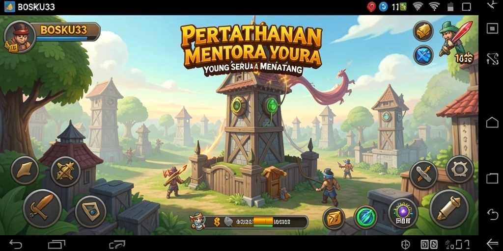 Gameplay seru dari BOSKU33 yang penuh strategi Tower Defense.