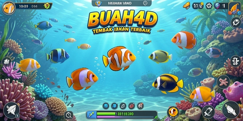 Tangkapan layar dari gameplay seru BUAH4D yang penuh aksi Tembak Ikan.