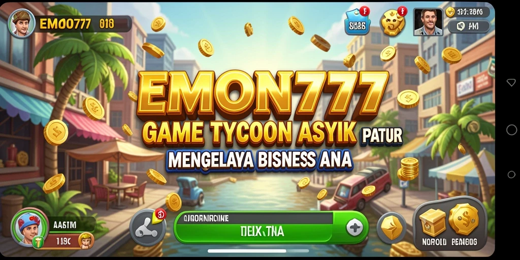 Screenshot utama EMON777 menampilkan gameplay pengelolaan bisnis Tycoon.