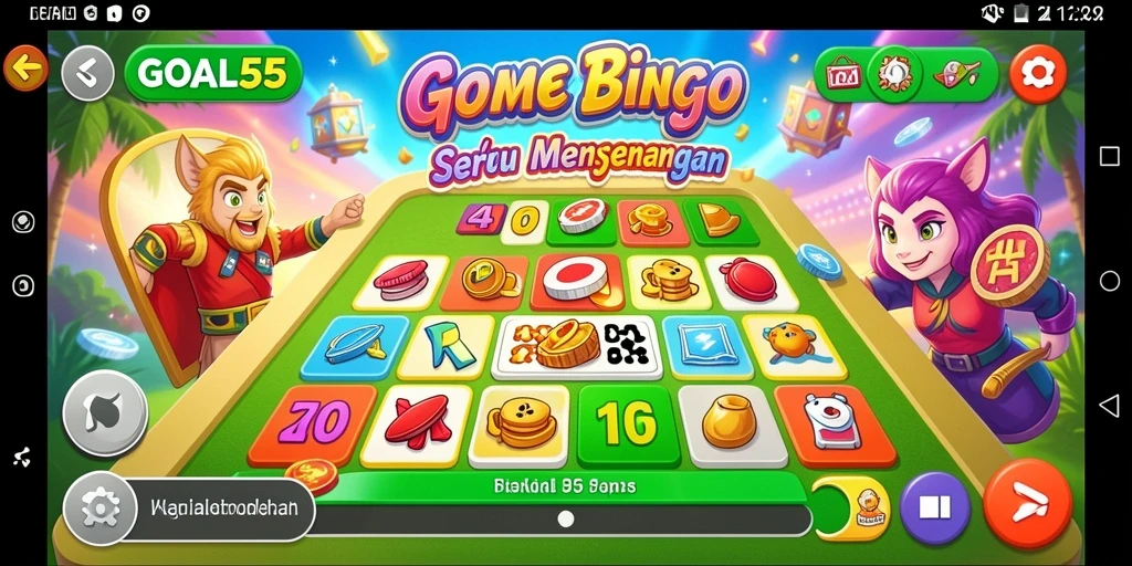 Screenshot gameplay GOAL55 menampilkan keseruan bermain Bingo secara langsung.