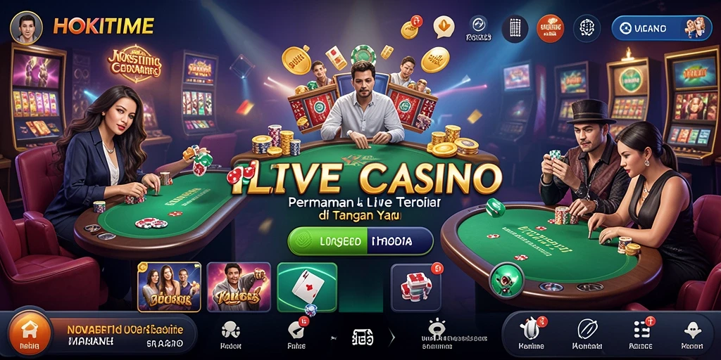 Tampilan gameplay HOKITIME dengan dealer langsung yang profesional.