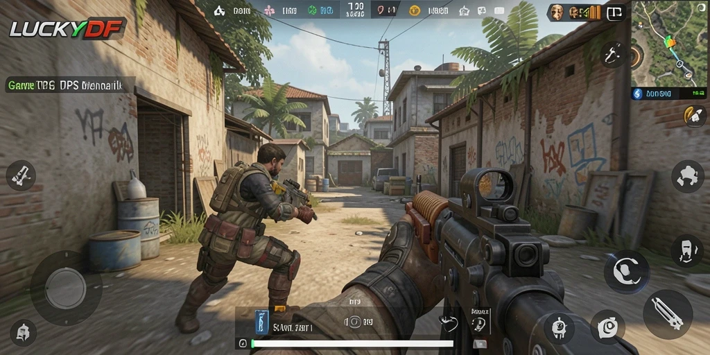 Tangkapan layar gameplay intens dari LUCKYDF dengan pertempuran yang mendebarkan.