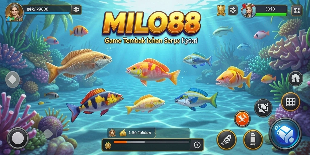 Screenshot menampilkan adegan seru dalam gameplay Tembak Ikan.