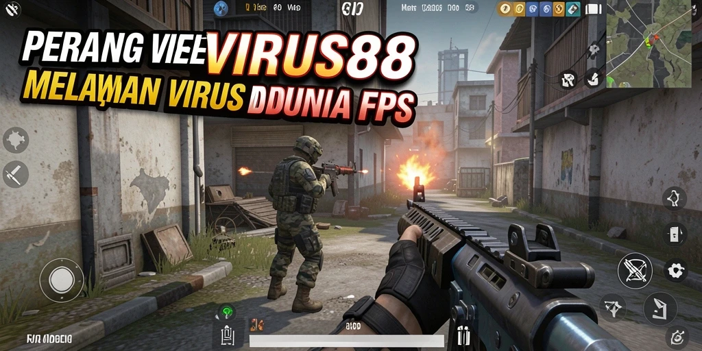 Screenshot gameplay <strong>VIRUS88</strong> menampilkan aksi tembak-menembak yang mendebarkan.